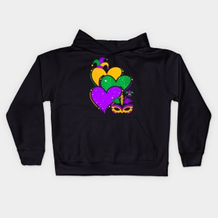 Mardi Gras Cute Hearts Women Girls Kids Kids Hoodie